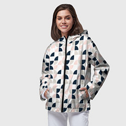 Ветровка с капюшоном женская Узор полукруг, цвет: 3D-черный — фото 2