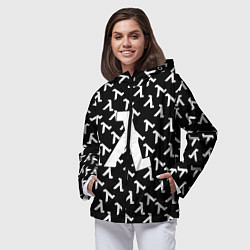Ветровка с капюшоном женская Half liife logo pattern, цвет: 3D-черный — фото 2