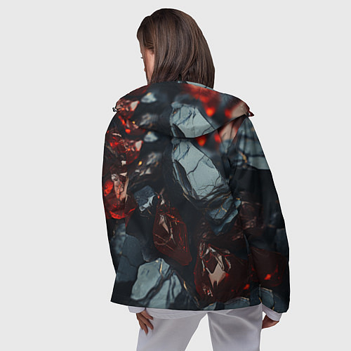 Женская ветровка Темные блестящие абстрактные камни / 3D-Черный – фото 4