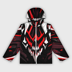 Ветровка с капюшоном женская Абстрактное красное лицо монстра, цвет: 3D-белый