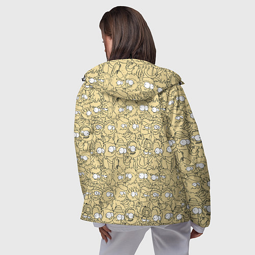 Женская ветровка Дудл человечки носатые - паттерн / 3D-Черный – фото 4