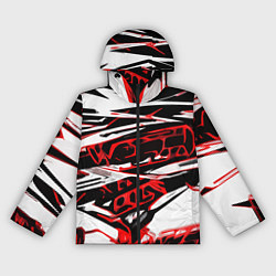 Ветровка с капюшоном женская Красно-чёрная агрессивная абстракция на белом фоне, цвет: 3D-черный