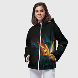 Ветровка с капюшоном женская Разлом плиты - абстрактная расщелина, цвет: 3D-белый — фото 2