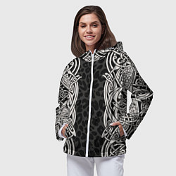 Ветровка с капюшоном женская Скандинавский кельтский узор, цвет: 3D-белый — фото 2