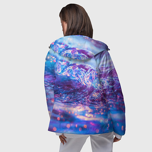 Женская ветровка Сине-фиолетовая волна / 3D-Черный – фото 4
