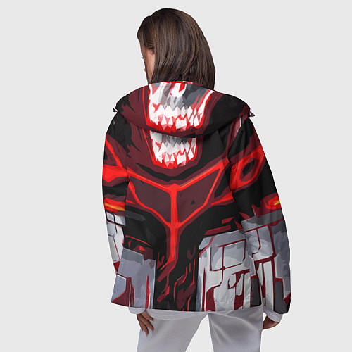 Женская ветровка Red stripes on a black and white background / 3D-Черный – фото 4