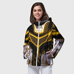 Ветровка с капюшоном женская Yellow stripes on a black and white background, цвет: 3D-белый — фото 2