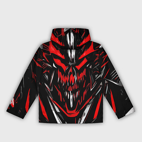 Женская ветровка Красно-белое абстрактное лицо на чёрном фоне / 3D-Белый – фото 2