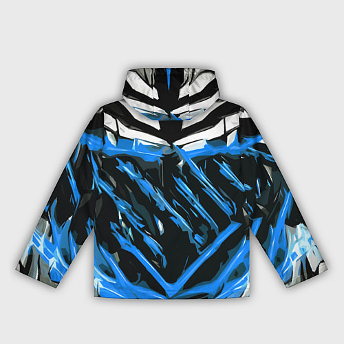 Женская ветровка Blue and white abstraction on a black background / 3D-Белый – фото 2