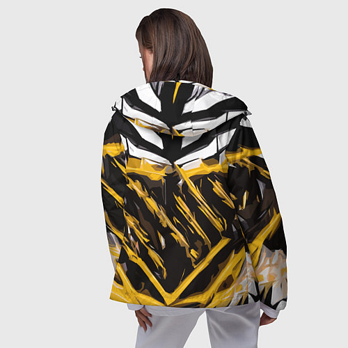 Женская ветровка Yellow and white abstraction on a black background / 3D-Черный – фото 4