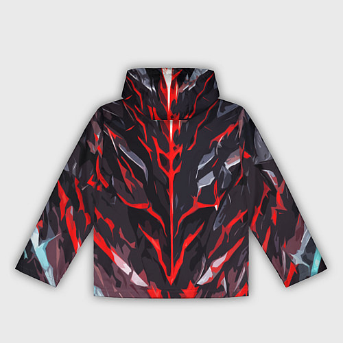 Женская ветровка Красные адские полосы на чёрном фоне / 3D-Белый – фото 2