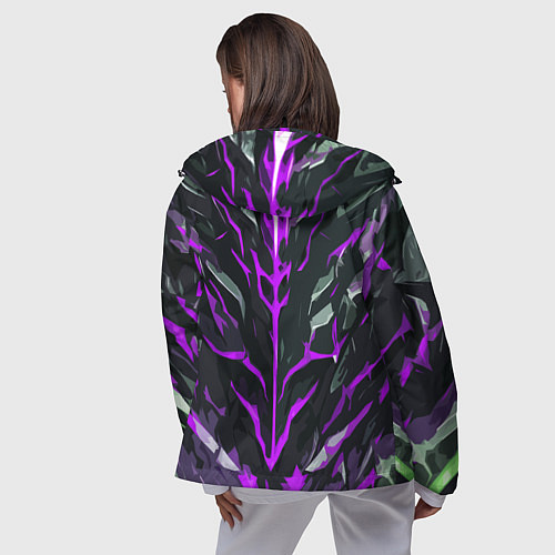 Женская ветровка Фиолетовые адские полосы на чёрном фоне / 3D-Черный – фото 4