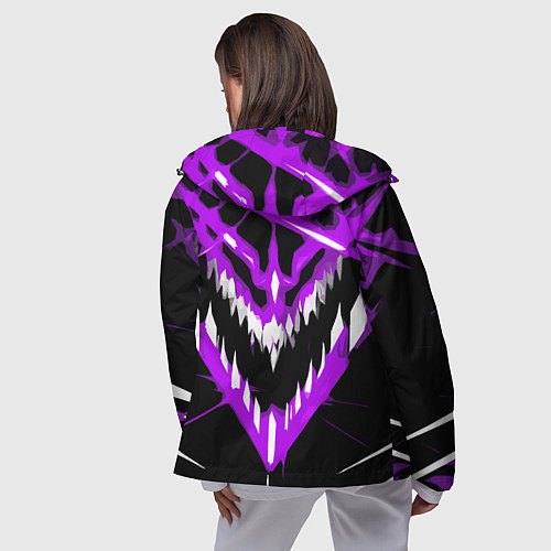 Женская ветровка Фиолетово-белая пасть на чёрном фоне / 3D-Черный – фото 4