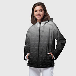 Ветровка с капюшоном женская Тёмно-серый градиент с полосочками, цвет: 3D-черный — фото 2