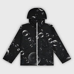 Ветровка с капюшоном женская Пузыри на черном фоне, цвет: 3D-белый