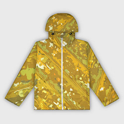 Ветровка с капюшоном женская Белые фрагменты на жёлтом фоне, цвет: 3D-белый