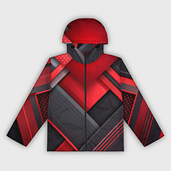 Ветровка с капюшоном женская Геометрия красные черные пластины, цвет: 3D-черный