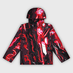 Ветровка с капюшоном женская Красно-чёрная киберпанк абстракция, цвет: 3D-черный