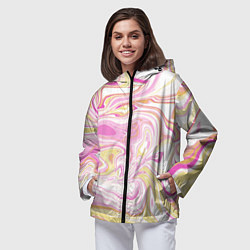 Ветровка с капюшоном женская Абстракция мраморный фон, цвет: 3D-черный — фото 2