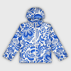 Ветровка с капюшоном женская Русская гжель, цвет: 3D-белый