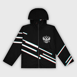 Ветровка с капюшоном женская Полосы герб спорт, цвет: 3D-черный