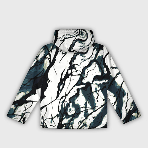 Женская ветровка Абстрактная текстура мрамор белый с тёмно-синим / 3D-Черный – фото 2