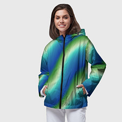 Ветровка с капюшоном женская Морская волна арт, цвет: 3D-черный — фото 2