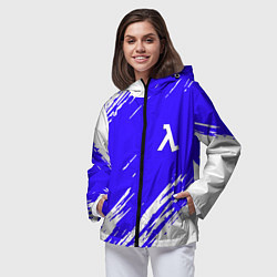 Ветровка с капюшоном женская Half life белые краски, цвет: 3D-черный — фото 2