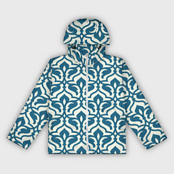 Ветровка с капюшоном женская Геометрический узор синий, цвет: 3D-белый