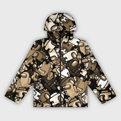 Ветровка с капюшоном женская Персонажи Among us в бежевом тоне, цвет: 3D-черный