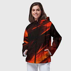 Ветровка с капюшоном женская Geometry orange stripes, цвет: 3D-черный — фото 2