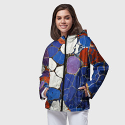 Ветровка с капюшоном женская Потрескавшаяся плитка, цвет: 3D-черный — фото 2