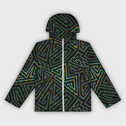 Ветровка с капюшоном женская Геометрический неоновый лабиринт, цвет: 3D-белый