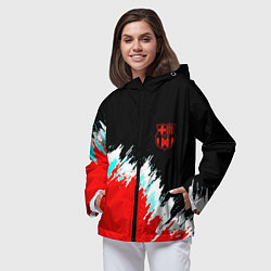 Ветровка с капюшоном женская Барселона фк краски, цвет: 3D-черный — фото 2