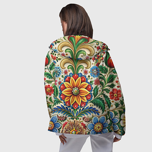 Женская ветровка Русские классические узоры и орнамент / 3D-Черный – фото 4