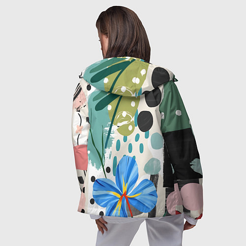 Женская ветровка Цветы горошек абстракция / 3D-Черный – фото 4