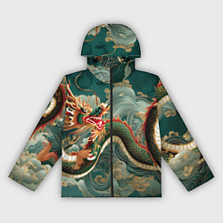 Ветровка с капюшоном женская Японский дракон контрасты, цвет: 3D-черный