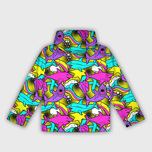 Женская ветровка Цветные акулы паттерн / 3D-Белый – фото 2