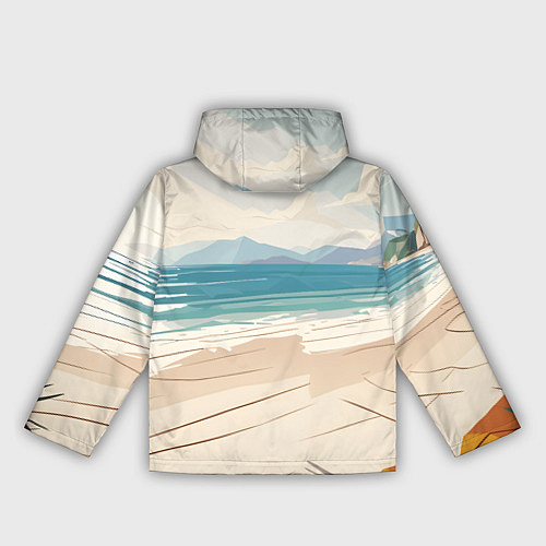 Женская ветровка Летний пейзаж с женщиной на пляже / 3D-Белый – фото 2