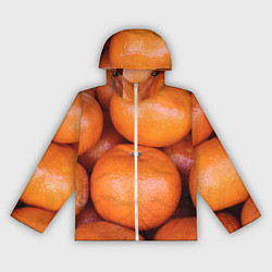 Ветровка с капюшоном женская Много мандаринов и апельсинов - паттерн, цвет: 3D-белый