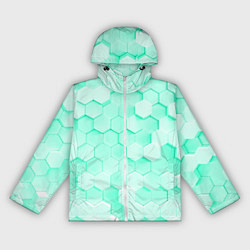 Ветровка с капюшоном женская Ярко бирюзовые соты, цвет: 3D-белый