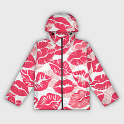 Ветровка с капюшоном женская Романтический отпечаток помады игривый макияж, цвет: 3D-черный