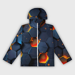 Ветровка с капюшоном женская Шестигранники с подсветкой, цвет: 3D-белый