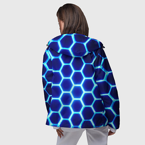Женская ветровка Неоновые шестигранники с подсветкой / 3D-Черный – фото 4