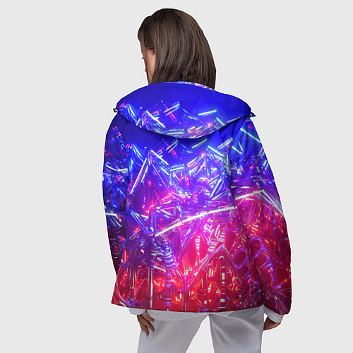 Женская ветровка Неоновая геометрическая абстракция / 3D-Черный – фото 4