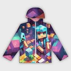 Ветровка с капюшоном женская Minecraft 2 0, цвет: 3D-белый