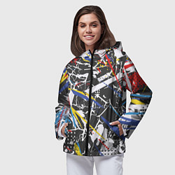 Ветровка с капюшоном женская Дизайнерская абстракция, цвет: 3D-черный — фото 2