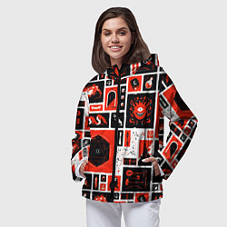 Ветровка с капюшоном женская Dungeons and dragons pattern, цвет: 3D-черный — фото 2