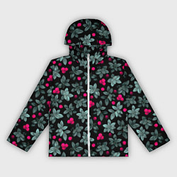 Ветровка с капюшоном женская Клюквенный паттерн, цвет: 3D-белый
