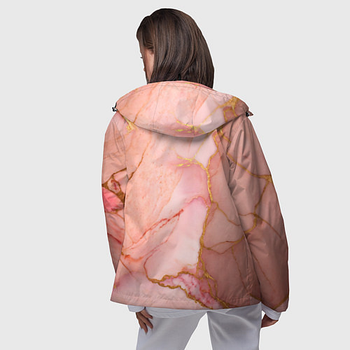 Женская ветровка Текстура розового мрамора с золотом / 3D-Черный – фото 4